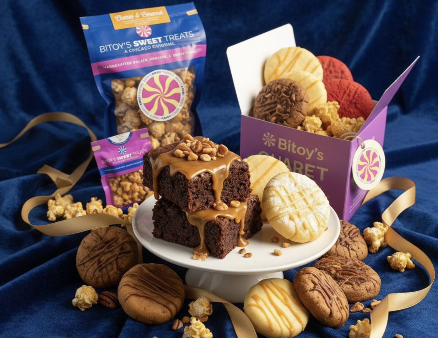 Bitoy's Sweet Treats corporate gifting box with brownies, cookies and gourmet popcorn