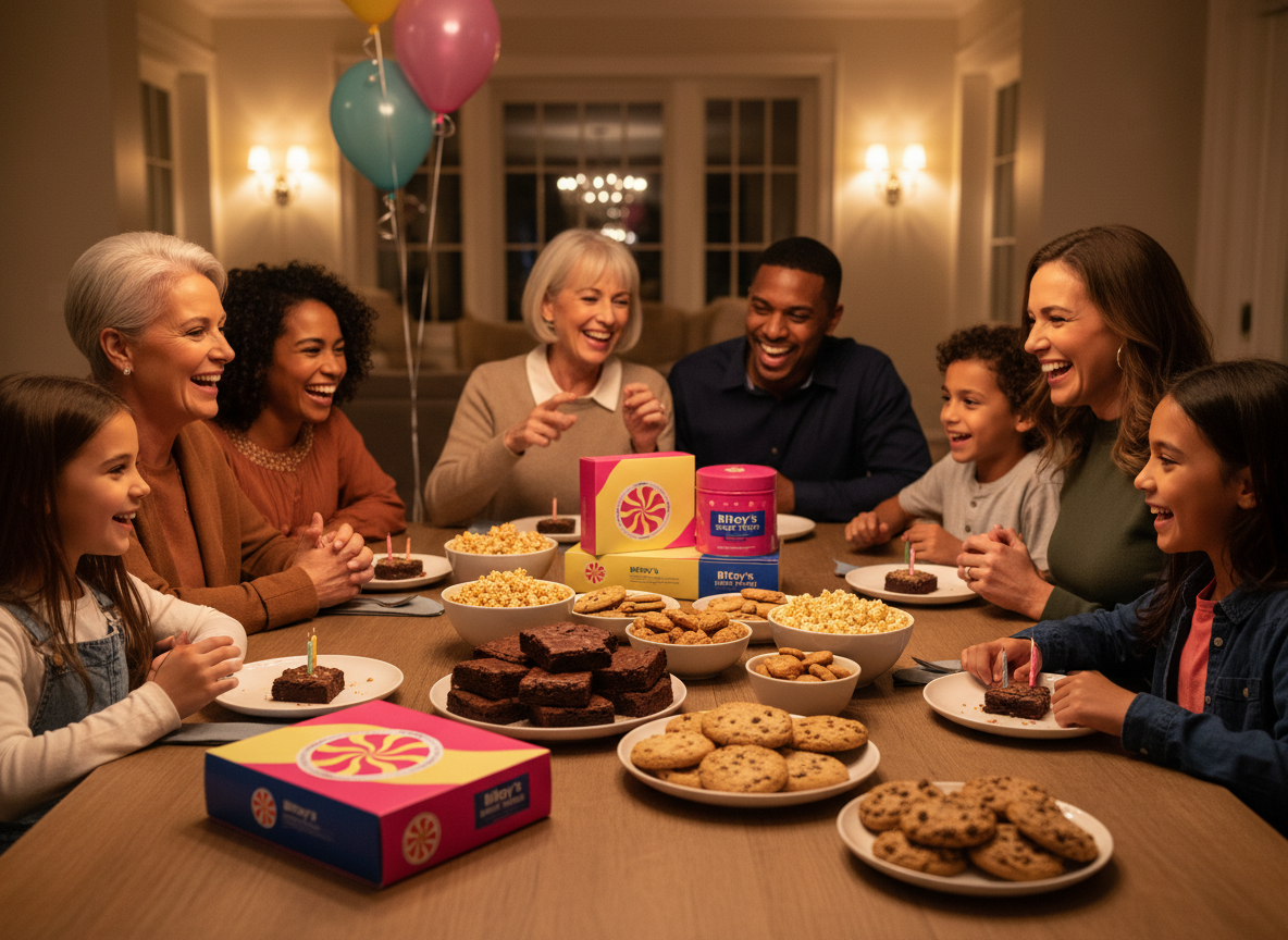 Party spread with Bitoy's brownies, cookies, and popcorn
